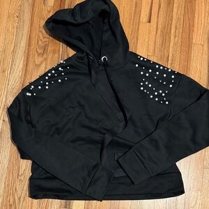 Black Pearl-Embellished Hoodie